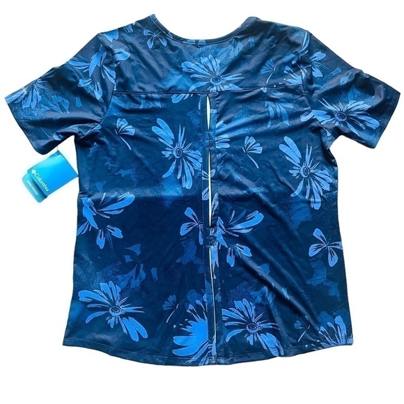 COLUMBIA Chill River short sleeve shirt back keyhole openings blue size S - Picture 6 of 15